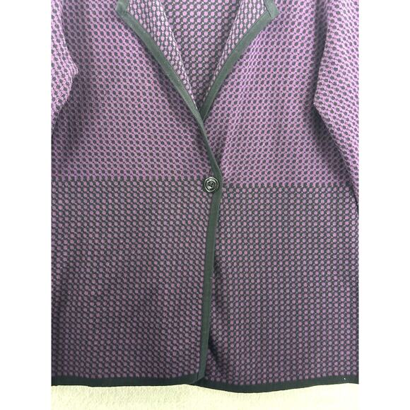 Pendleton Size Large Cardigan Sweater Houndstooth Merino Wool Purple Black - Picture 4 of 10